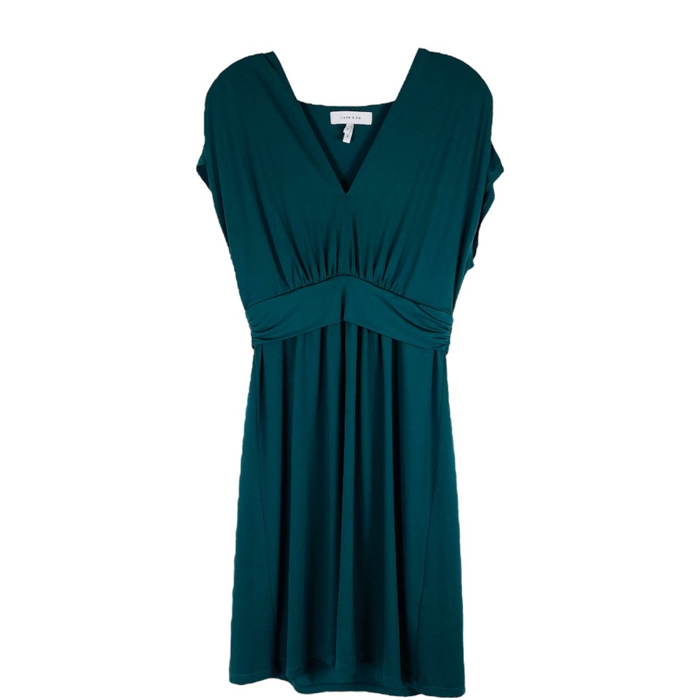 Lark & Ro green stretchy v neck midi dress medium